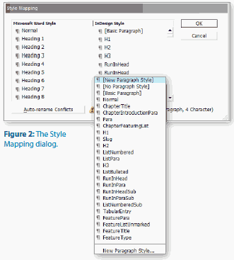 InDesign Style Mapping dialog