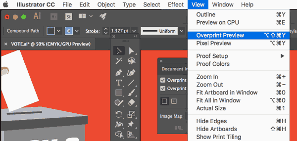 Turn on Overprint Preview